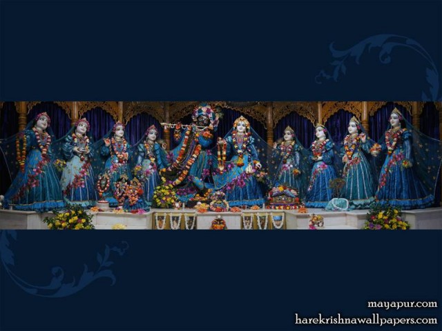 Sri Sri Radha Madhava with Ashta Sakhi Wallpaper (009)