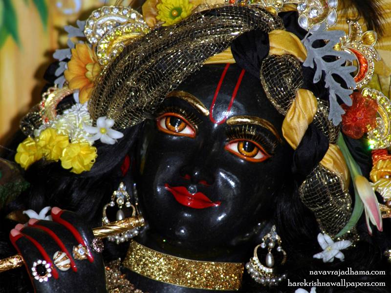 Sri Shyamsundar Close up Wallpaper with yellow and black turban | Hare Krishna  Wallpapers