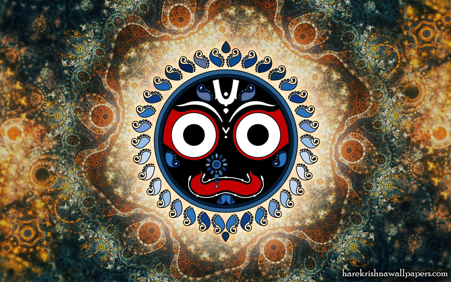 Download Jagannath With White And Pink Flowers Wallpaper | Wallpapers.com