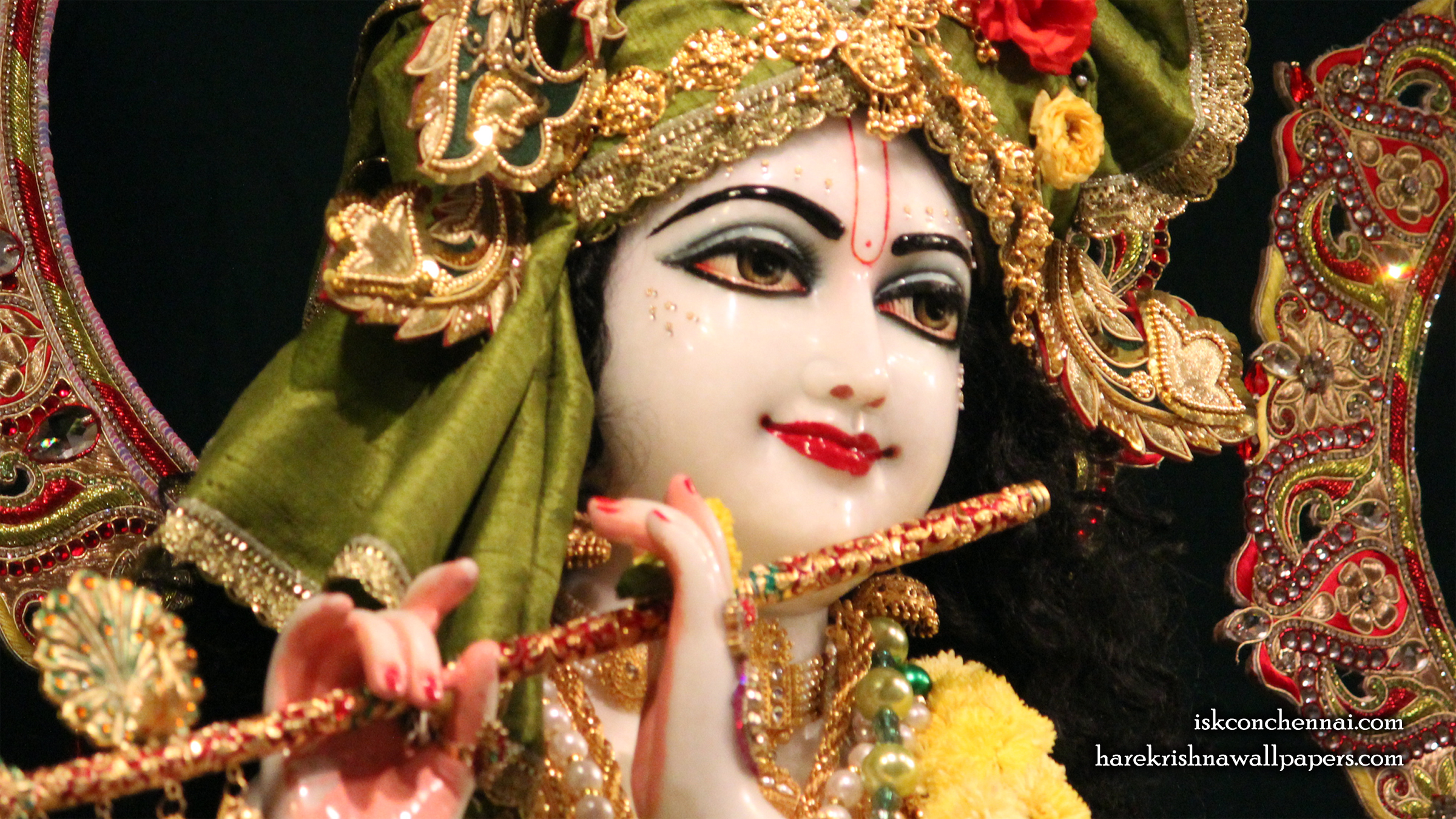 Sri Krishna Close up Wallpaper (003) Size 2400x1350 Download