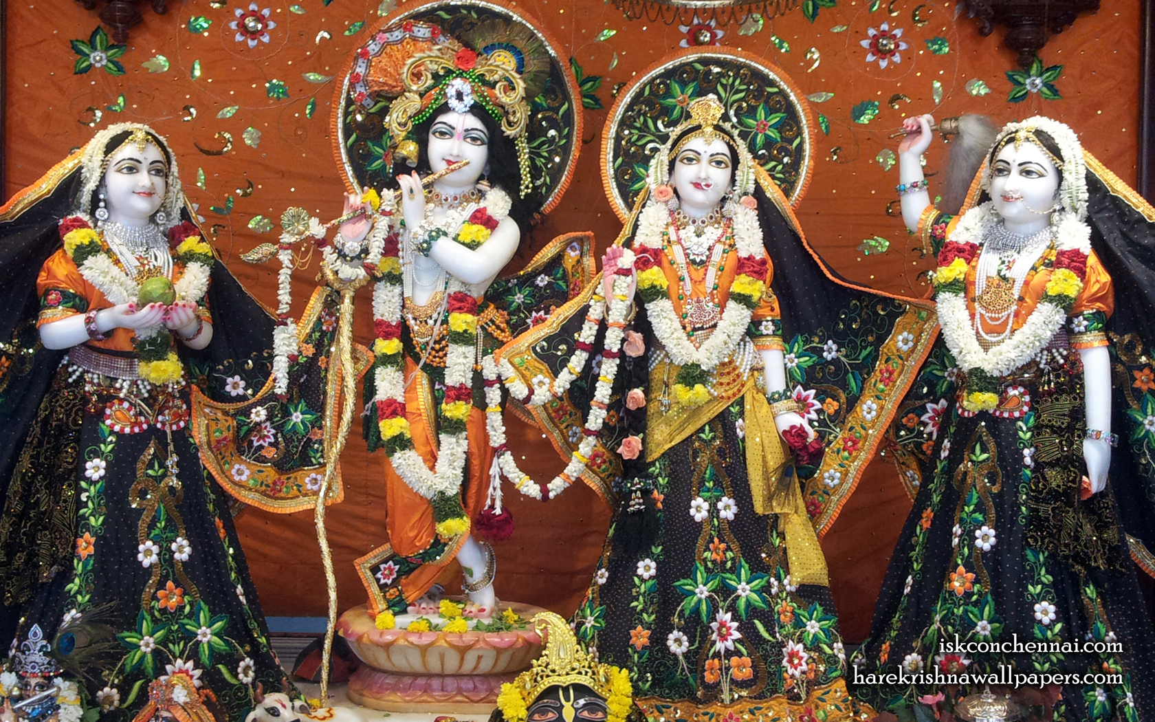 Sri Sri Radha Krishna Lalita Vishakha Wallpaper (003) Size 1680x1050 Download
