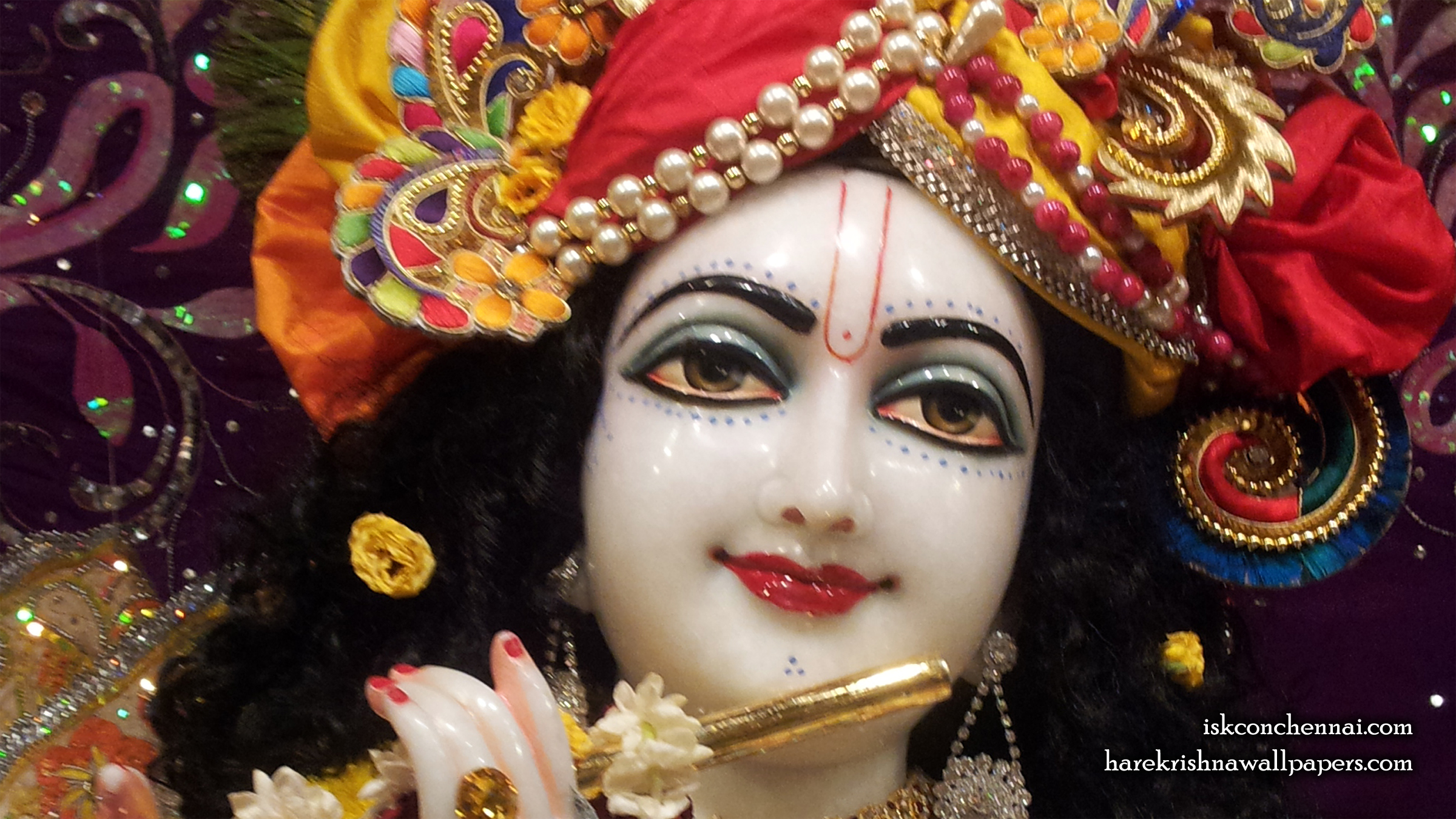 Sri Krishna Close up Wallpaper (005) Size 2400x1350 Download