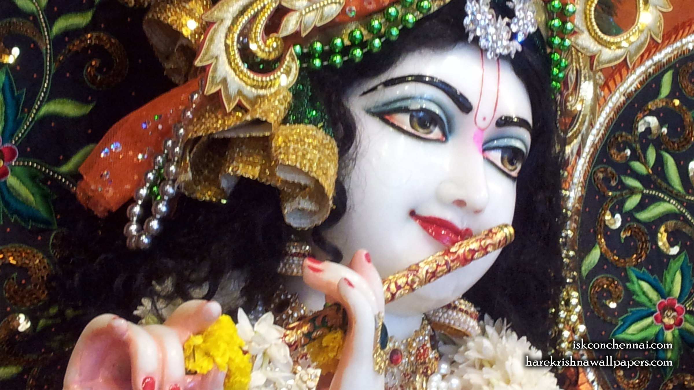 Sri Krishna Close up Wallpaper (006) Size 2400x1350 Download