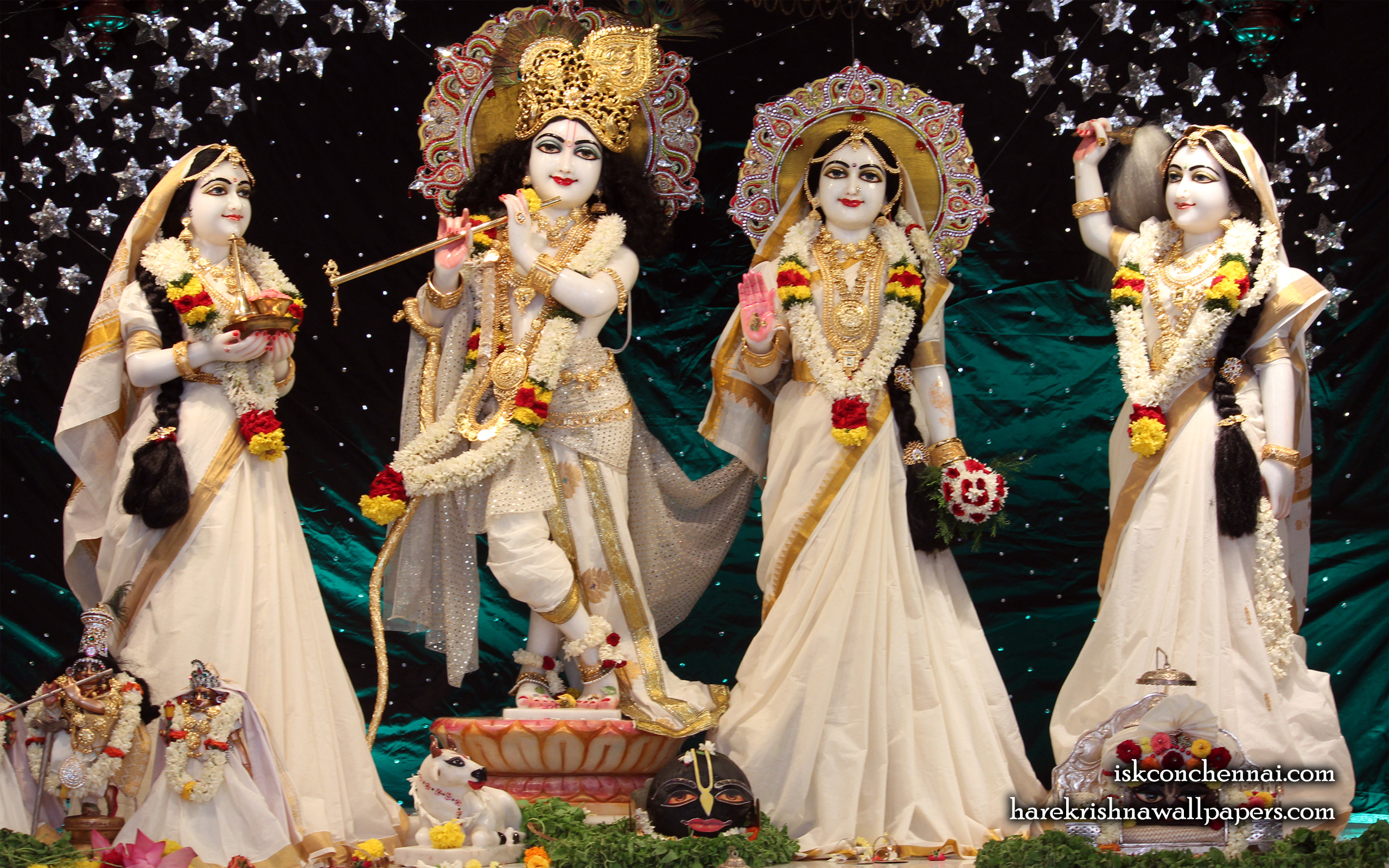 Sri Sri Radha Krishna Lalita Vishakha Wallpaper (006) Size 2560x1600 Download