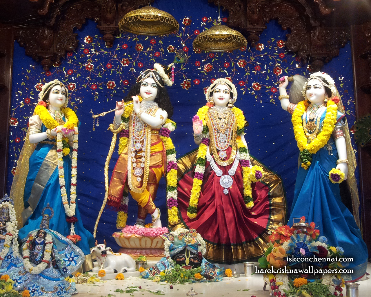 Sri Sri Radha Krishna Lalita Vishakha Wallpaper (008) Size 1280x1024 Download