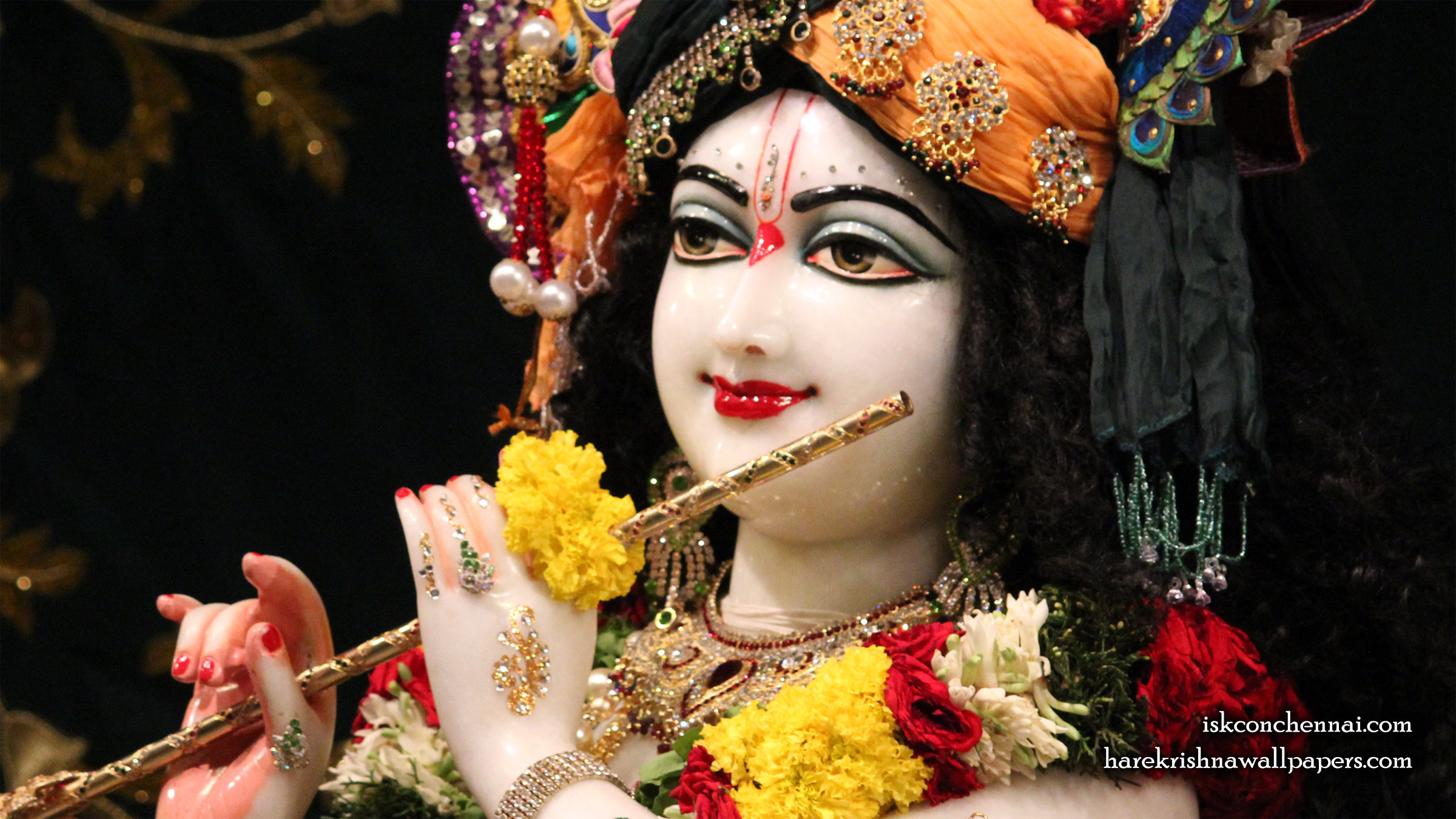 Sri Krishna Close up Wallpaper (014) Size 2400x1350 Download