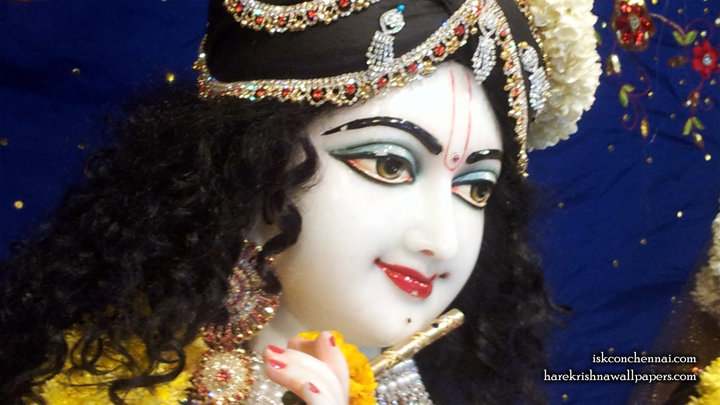 Sri Krishna Close up Wallpaper (018) Size 2400x1350 Download