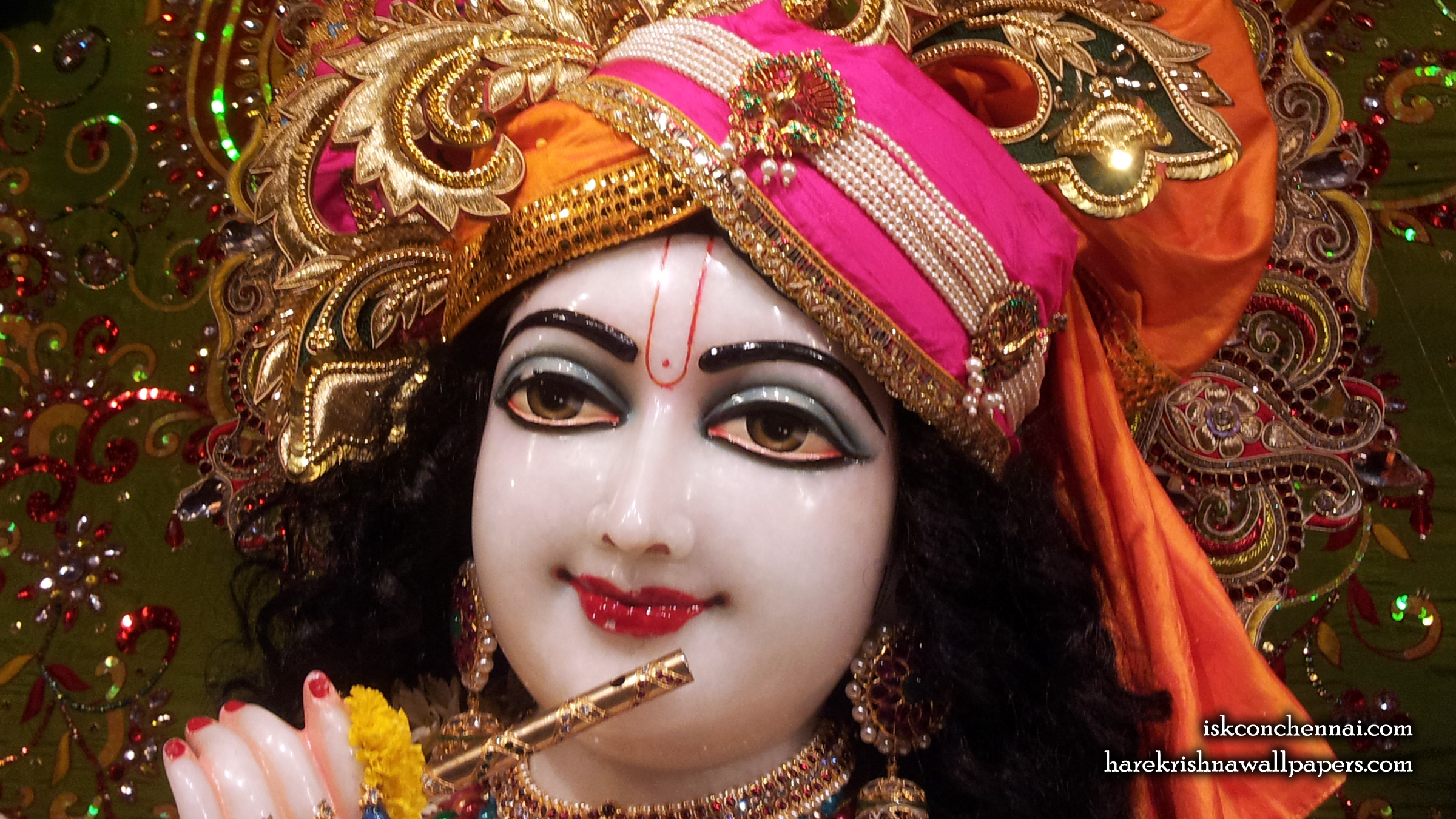 Sri Krishna Close up Wallpaper (021) Size 2400x1350 Download