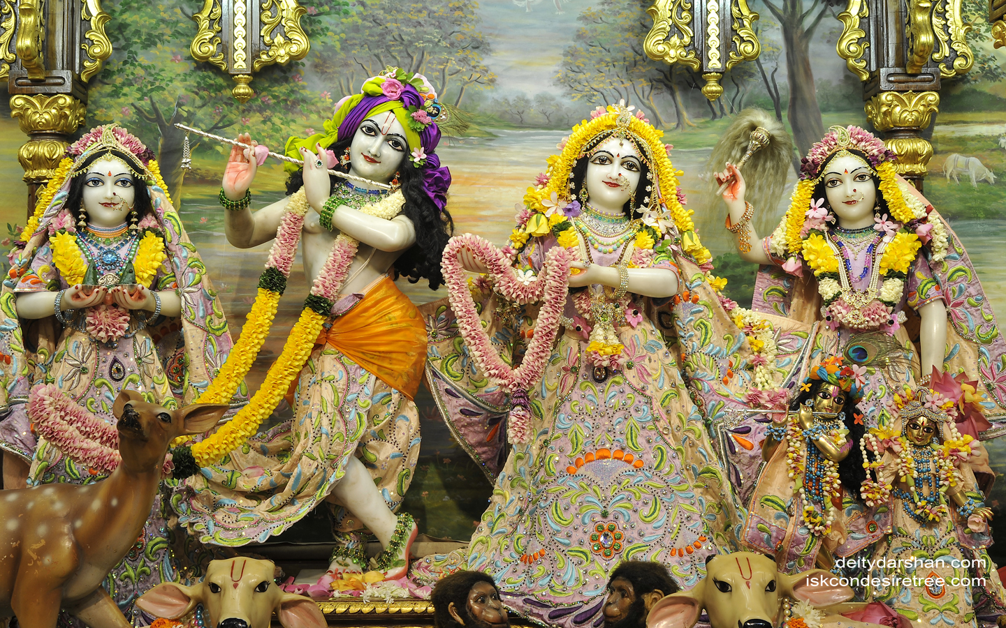 Sri Sri Radha Gopinath Lalita Vishakha Wallpaper (036) Size 1440x900 Download