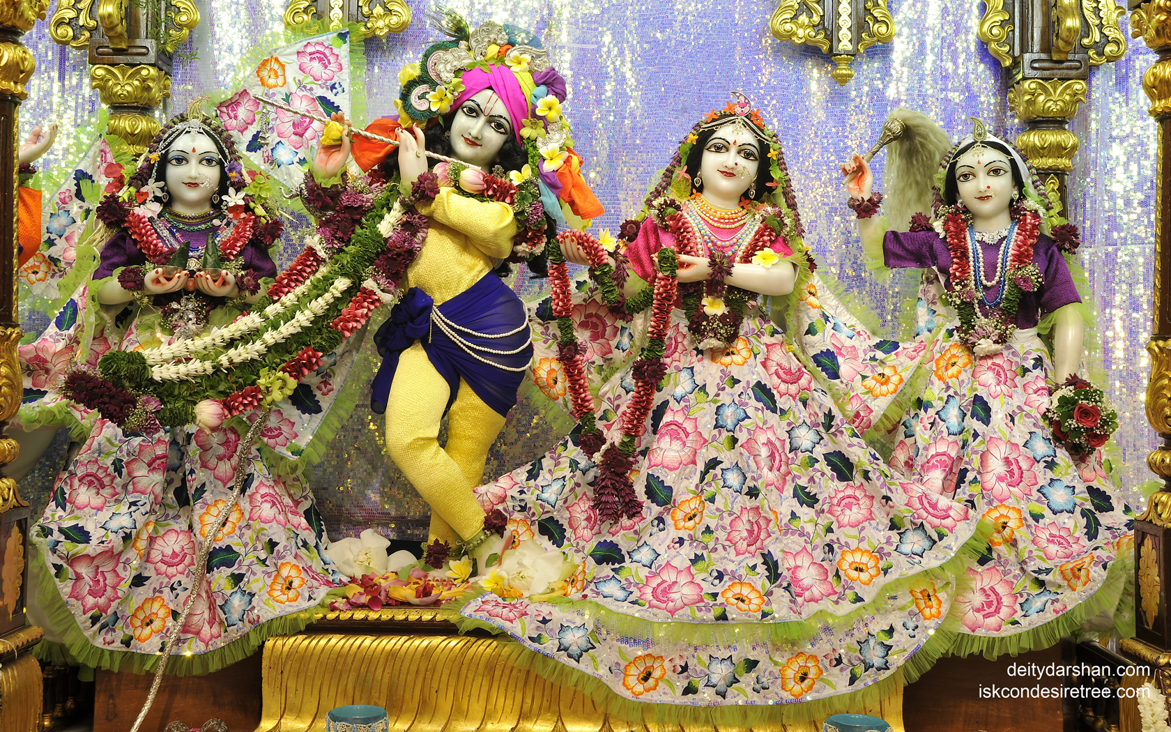 Sri Sri Radha Gopinath Lalita Vishakha Wallpaper (040) Size 1680x1050 Download