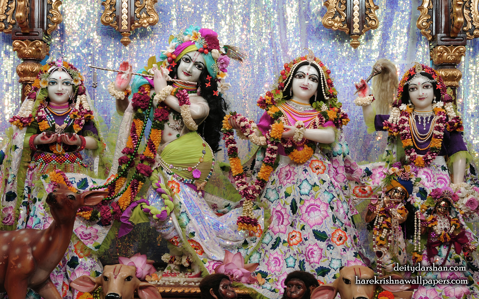 Sri Sri Radha Gopinath Lalita Vishakha Wallpaper (072) Size 1680x1050 Download