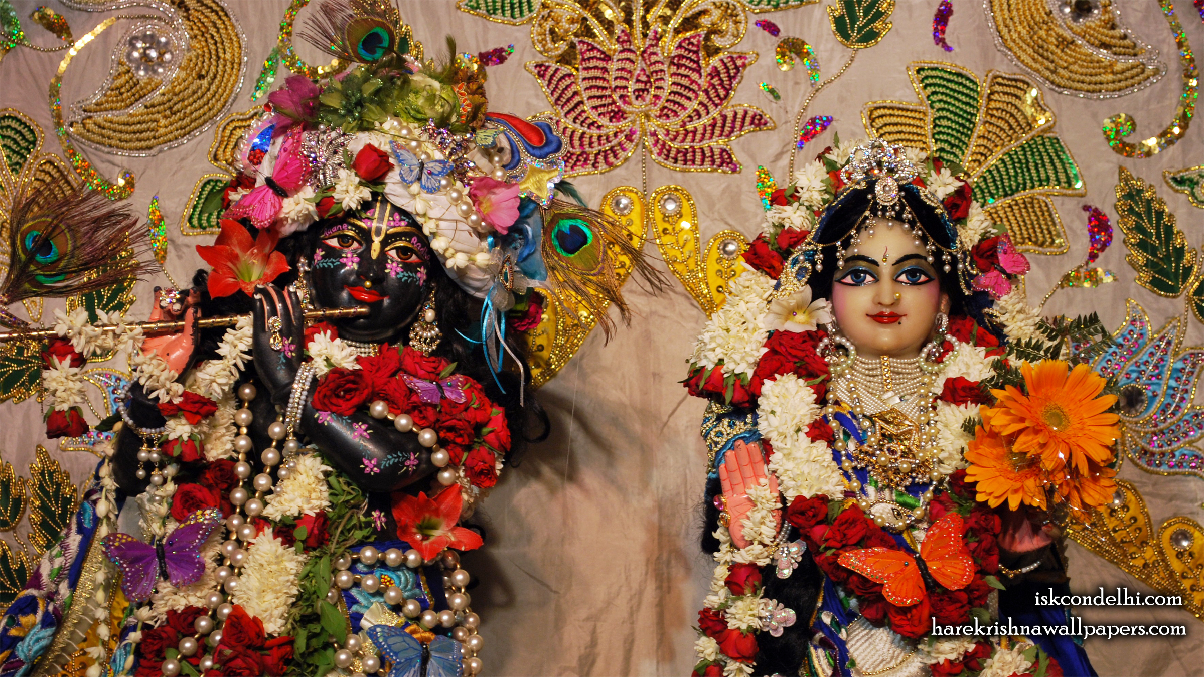 Sri Sri Radha Parthasarathi Close up Wallpaper (002) Size 2400x1350 Download