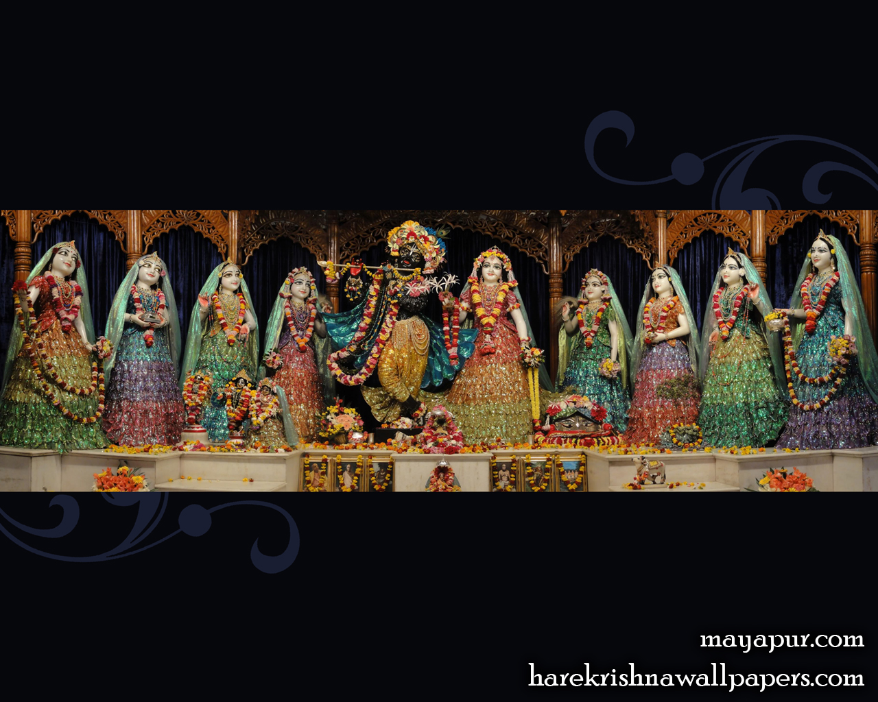 Sri Radha Madhava with Asta Sakhi Wallpaper (001) Size 1280x1024 Download