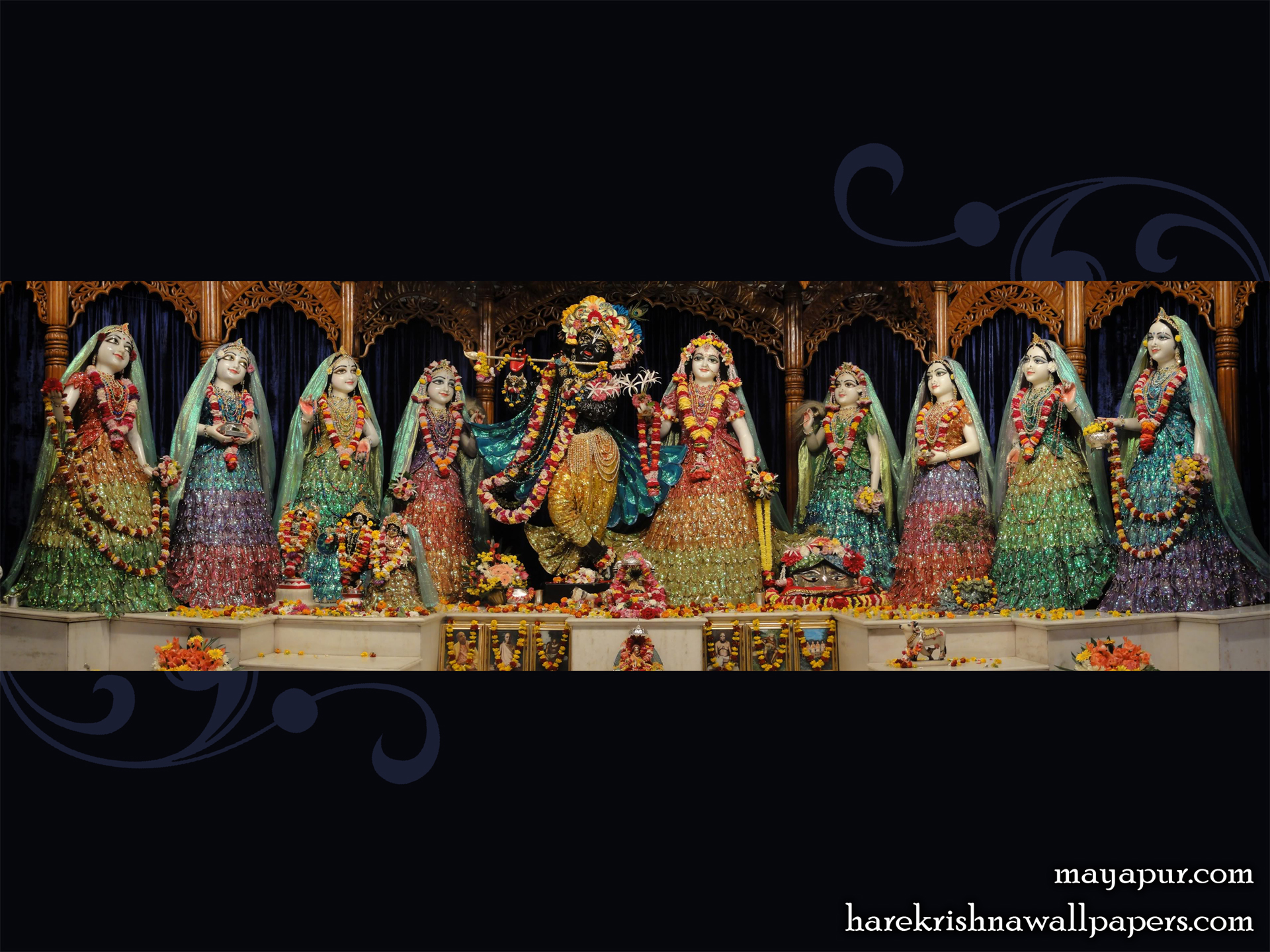 Sri Radha Madhava with Asta Sakhi Wallpaper (001) Size 1920x1440 Download
