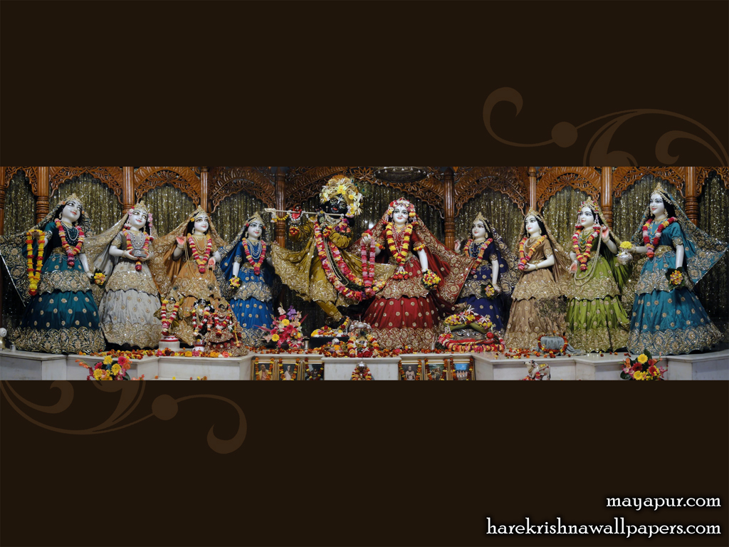 Sri Radha Madhava with Asta Sakhi Wallpaper (002) Size 1024x768 Download