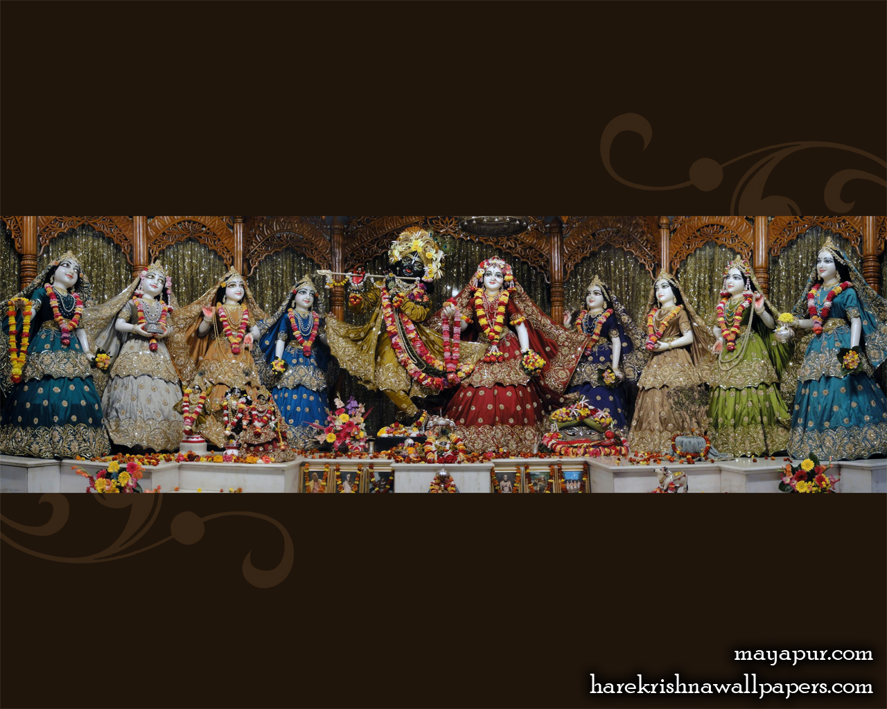 Sri Radha Madhava with Asta Sakhi Wallpaper (002) Size 1280x1024 Download