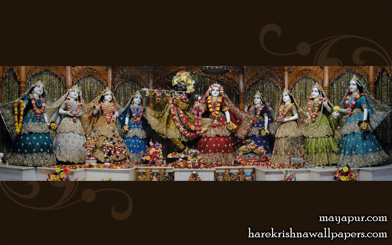 Sri Radha Madhava with Asta Sakhi Wallpaper (002) Size 1280x800 Download