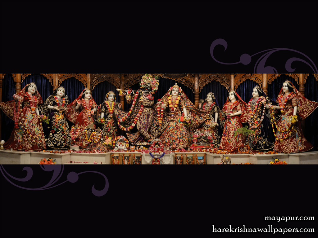 Sri Radha Madhava with Asta Sakhi Wallpaper (003) Size 1024x768 Download
