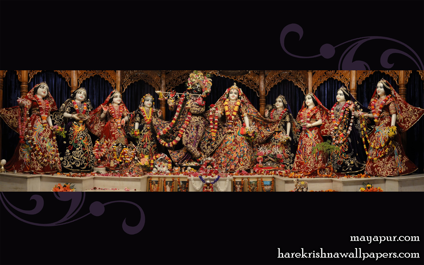Sri Radha Madhava with Asta Sakhi Wallpaper (003) Size 1440x900 Download