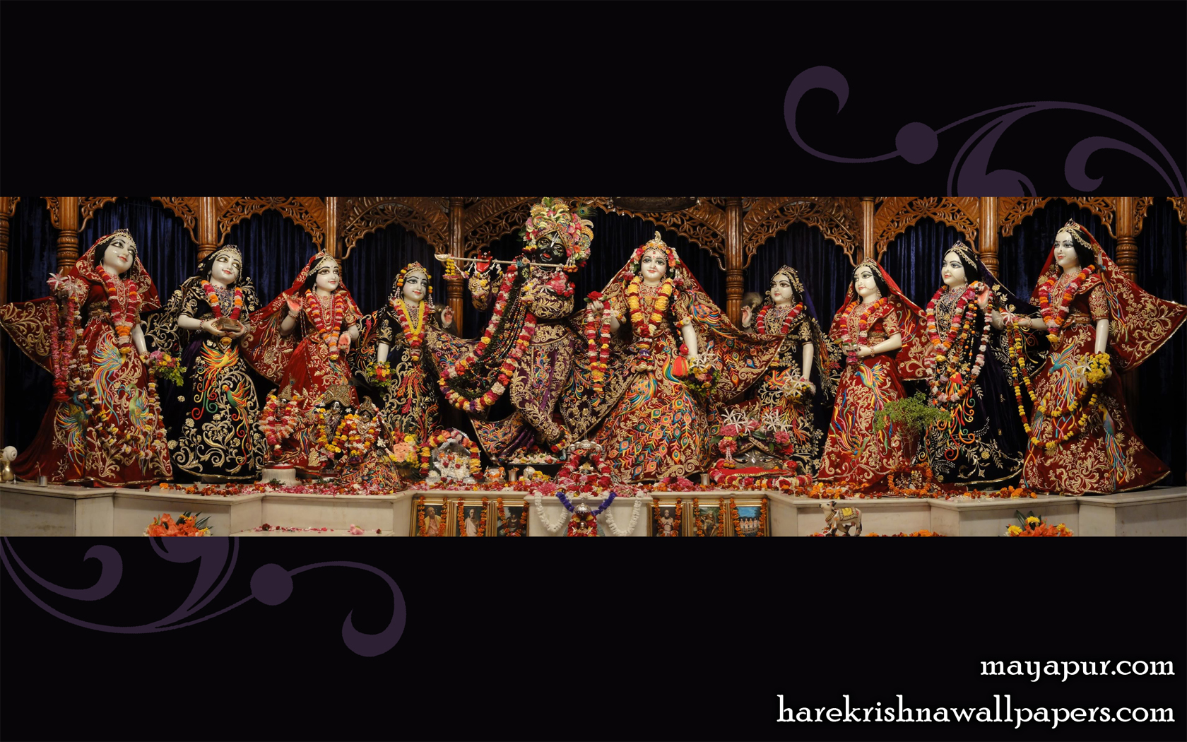 Sri Radha Madhava with Asta Sakhi Wallpaper (003) Size 1680x1050 Download
