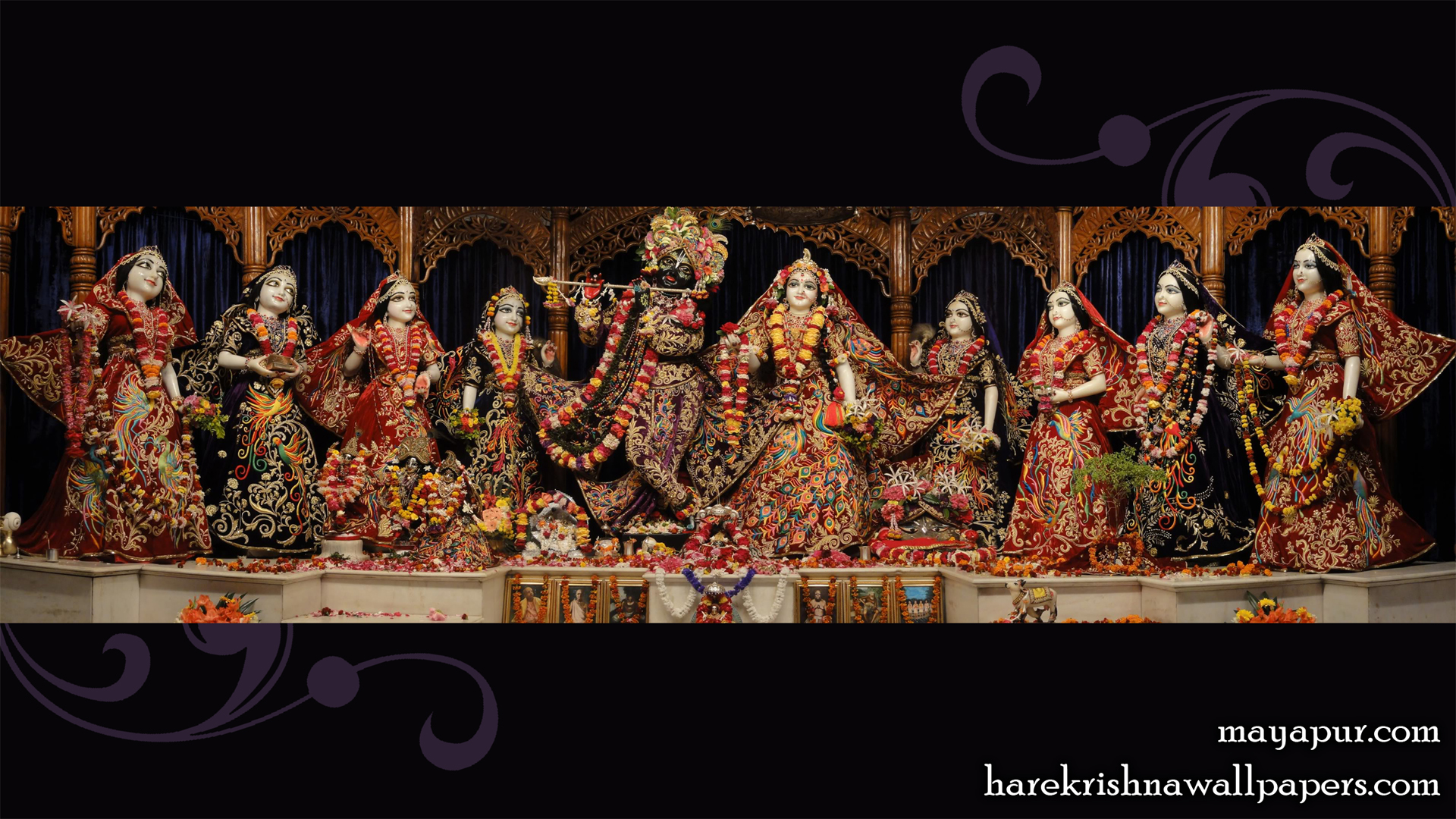 Sri Radha Madhava with Asta Sakhi Wallpaper (003) Size 1920x1080 Download