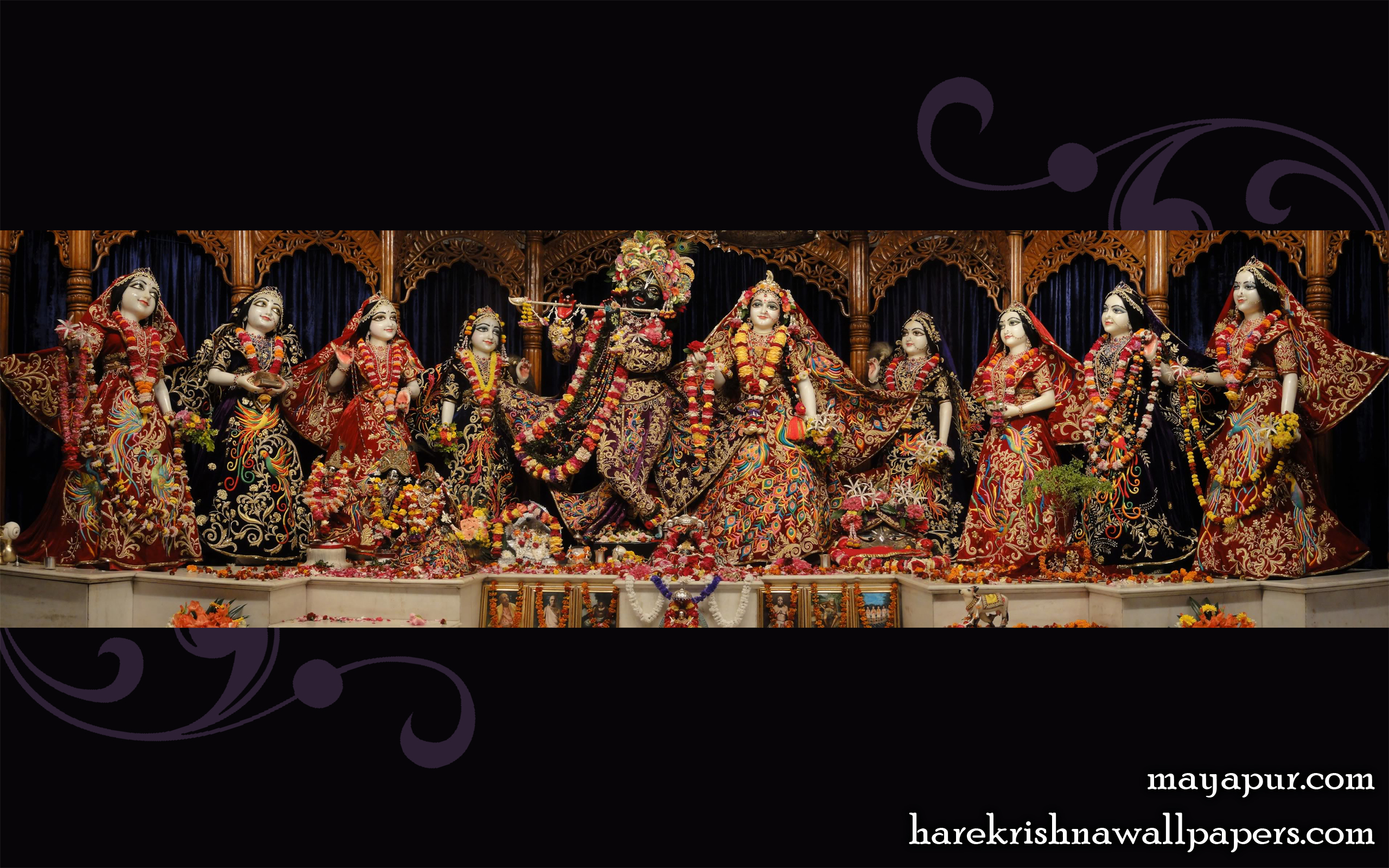 Sri Radha Madhava with Asta Sakhi Wallpaper (003) Size 2560x1600 Download
