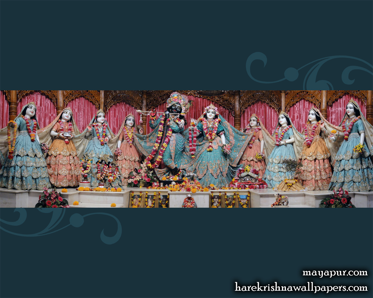 Sri Radha Madhava with Asta Sakhi Wallpaper (004) Size 1280x1024 Download