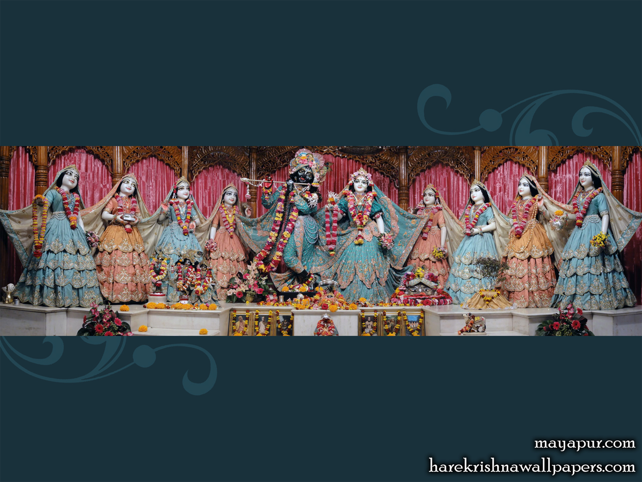 Sri Radha Madhava with Asta Sakhi Wallpaper (004) Size 1280x960 Download