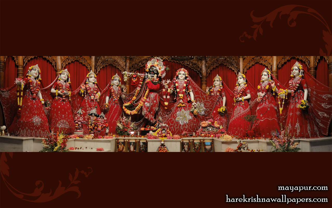 Sri Radha Madhava with Asta Sakhi Wallpaper (006) Size 1280x800 Download