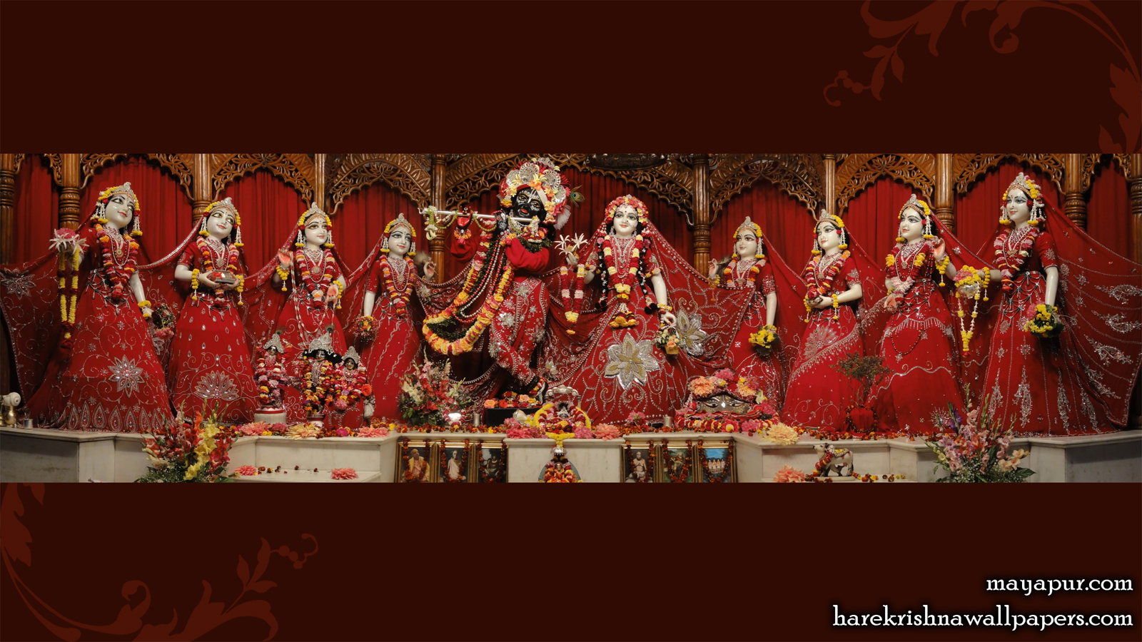 Sri Radha Madhava with Asta Sakhi Wallpaper (006) Size 1600x900 Download