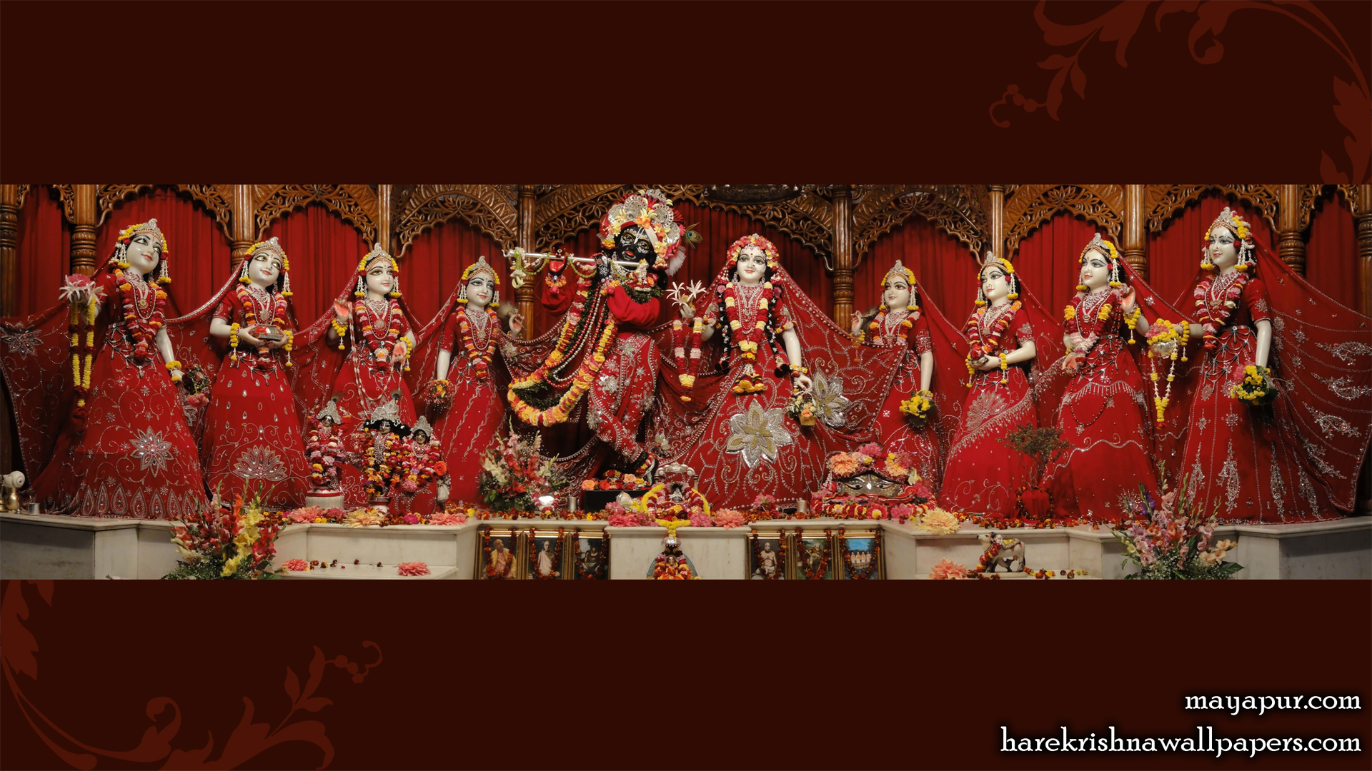 Sri Radha Madhava with Asta Sakhi Wallpaper (006) Size 1920x1080 Download