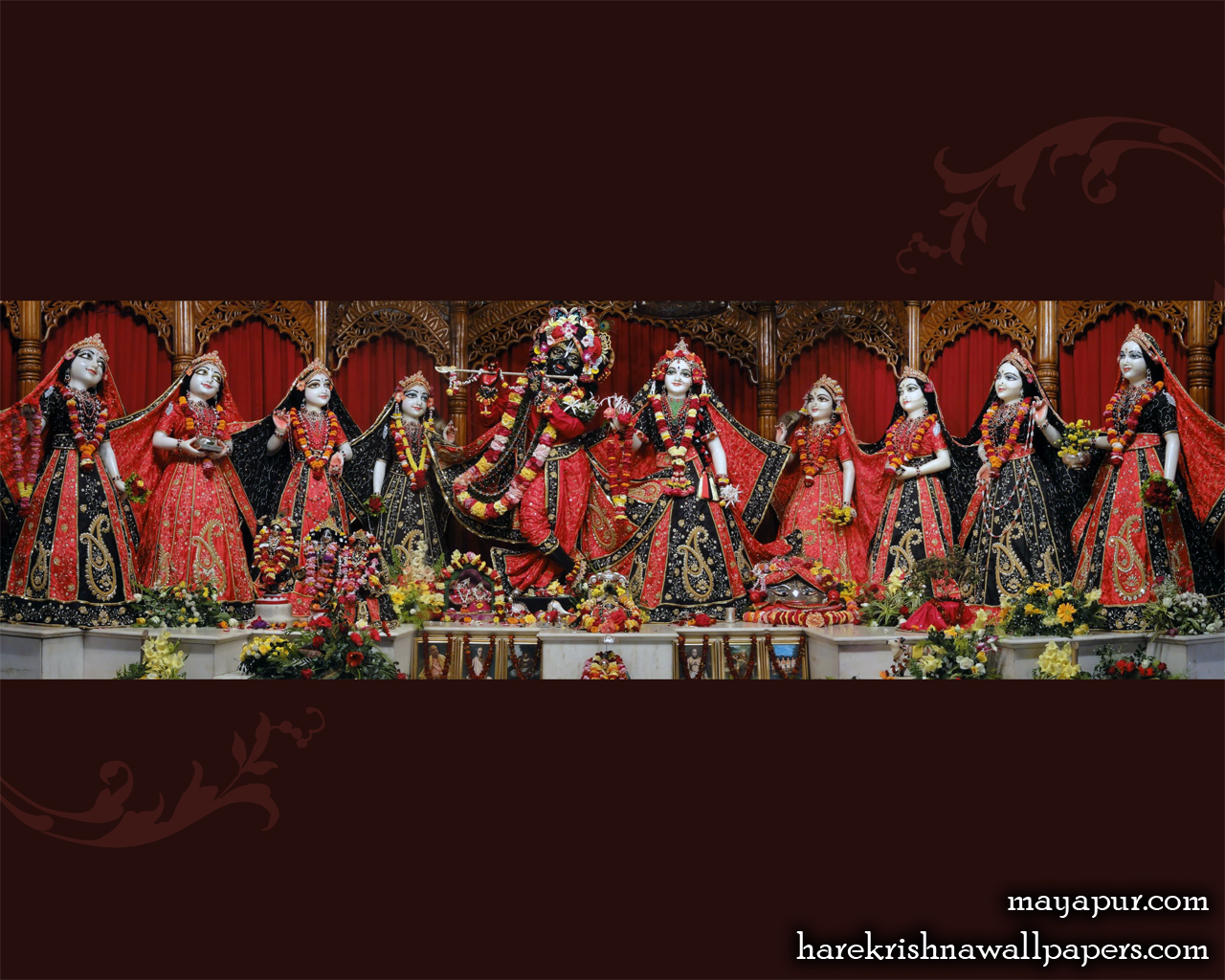 Sri Radha Madhava with Asta Sakhi Wallpaper (007) Size 1280x1024 Download