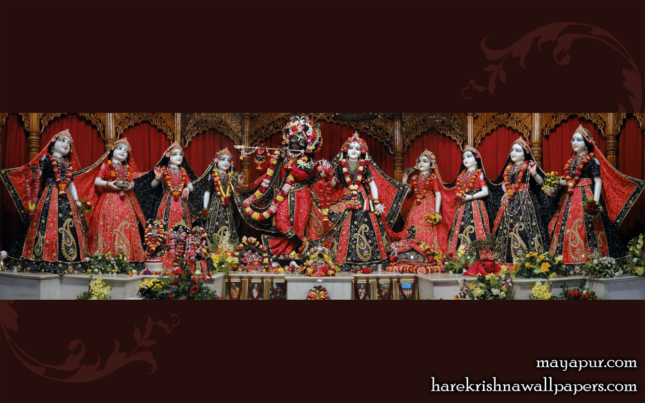 Sri Radha Madhava with Asta Sakhi Wallpaper (007) Size 1280x800 Download