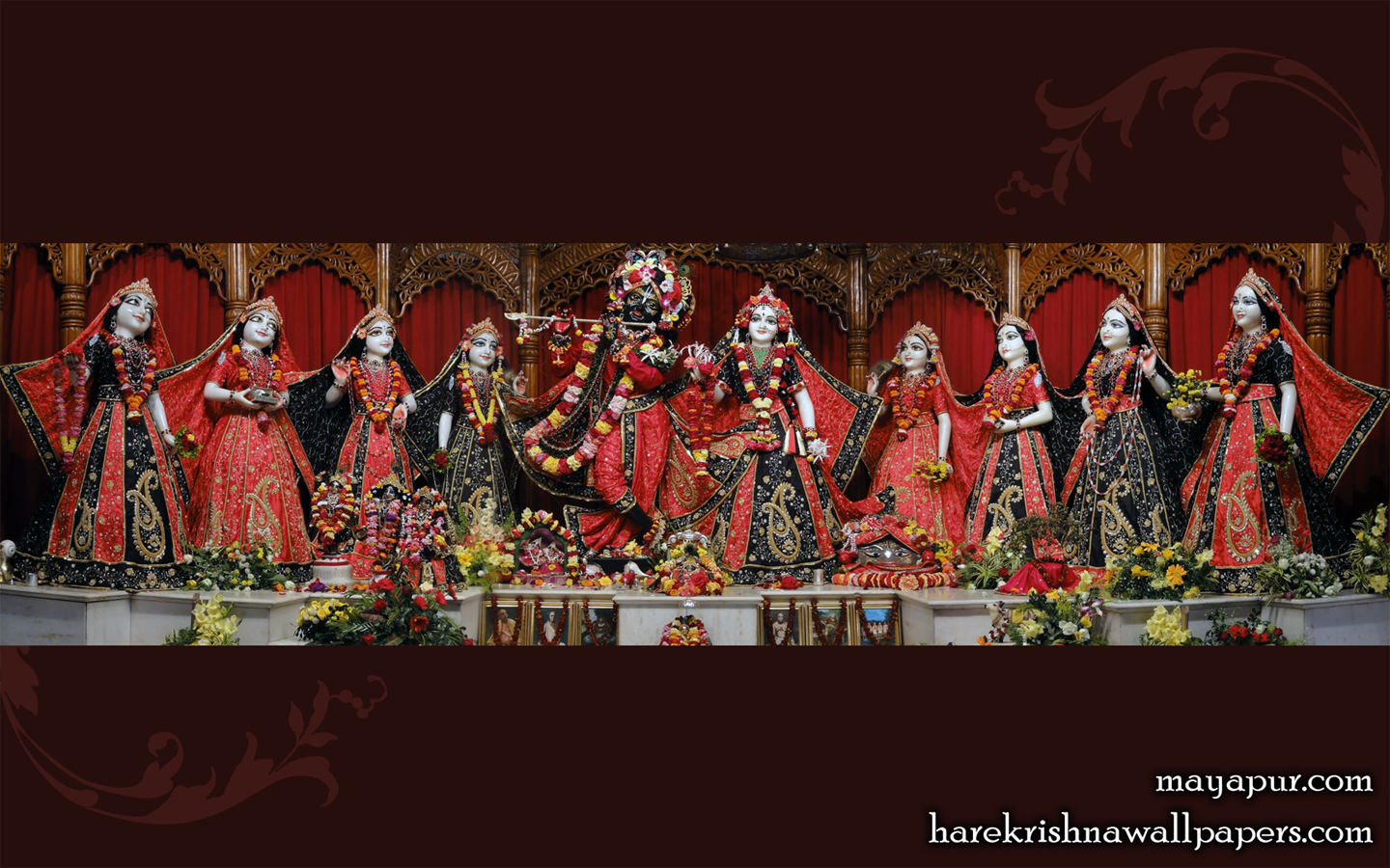 Sri Radha Madhava with Asta Sakhi Wallpaper (007) Size 1440x900 Download