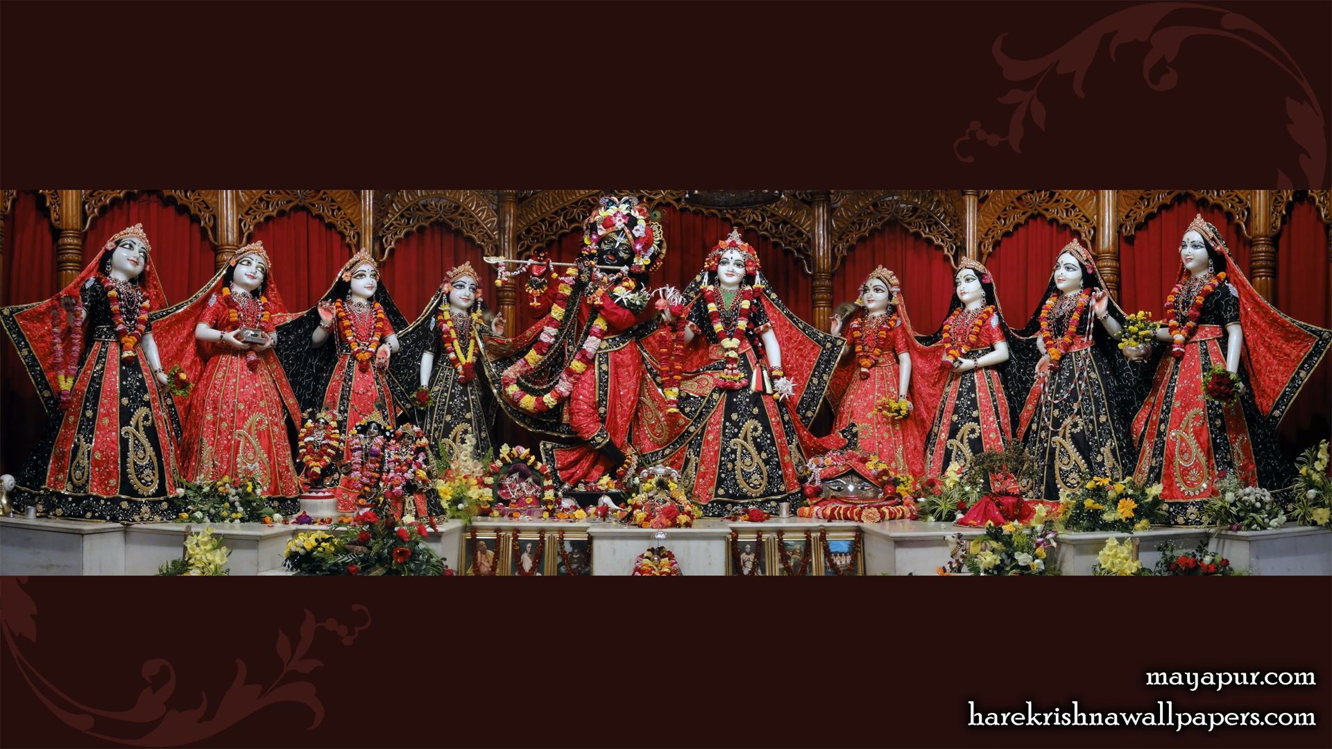 Sri Radha Madhava with Asta Sakhi Wallpaper (007) Size 1920x1080 Download