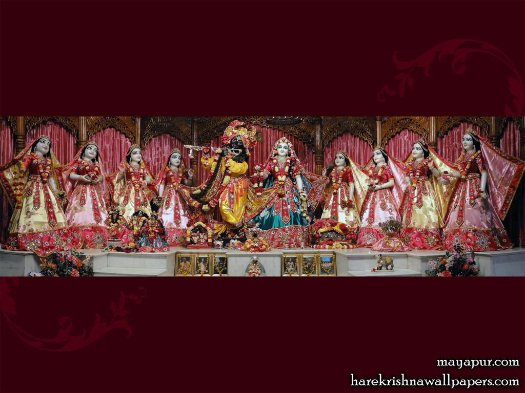 Sri Radha Madhava with Asta Sakhi Wallpaper (008) Size 1024x768 Download