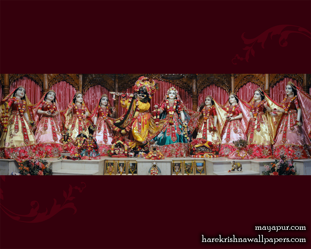Sri Radha Madhava with Asta Sakhi Wallpaper (008) Size 1280x1024 Download