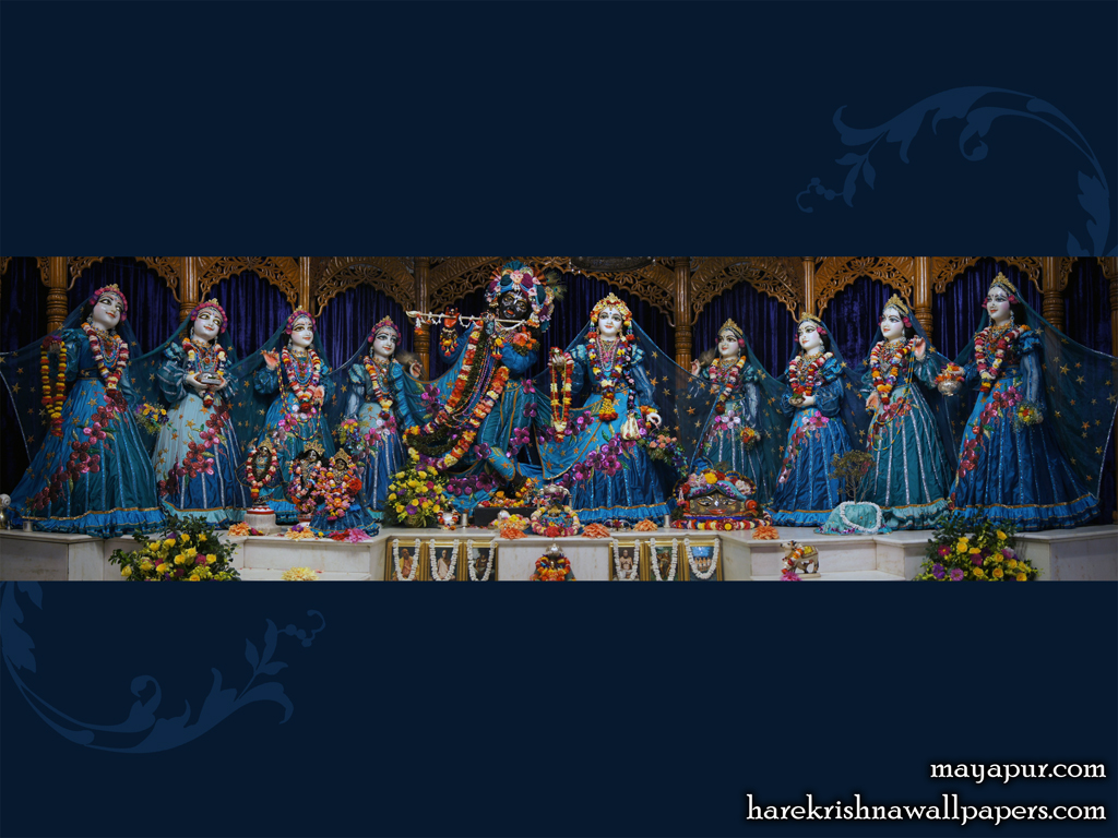Sri Radha Madhava with Asta Sakhi Wallpaper (009) Size 1024x768 Download
