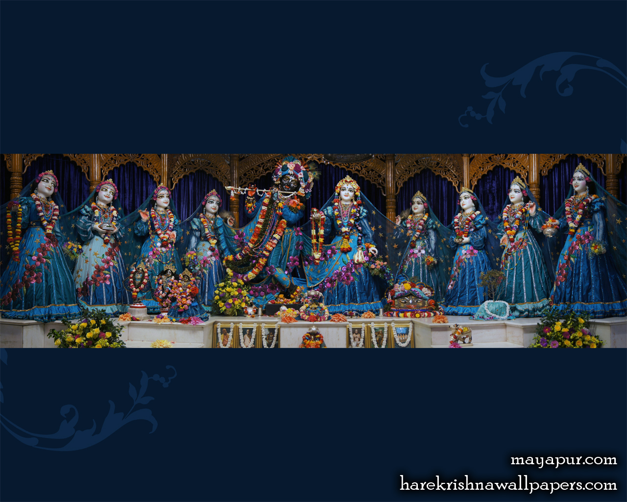 Sri Radha Madhava with Asta Sakhi Wallpaper (009) Size 1280x1024 Download