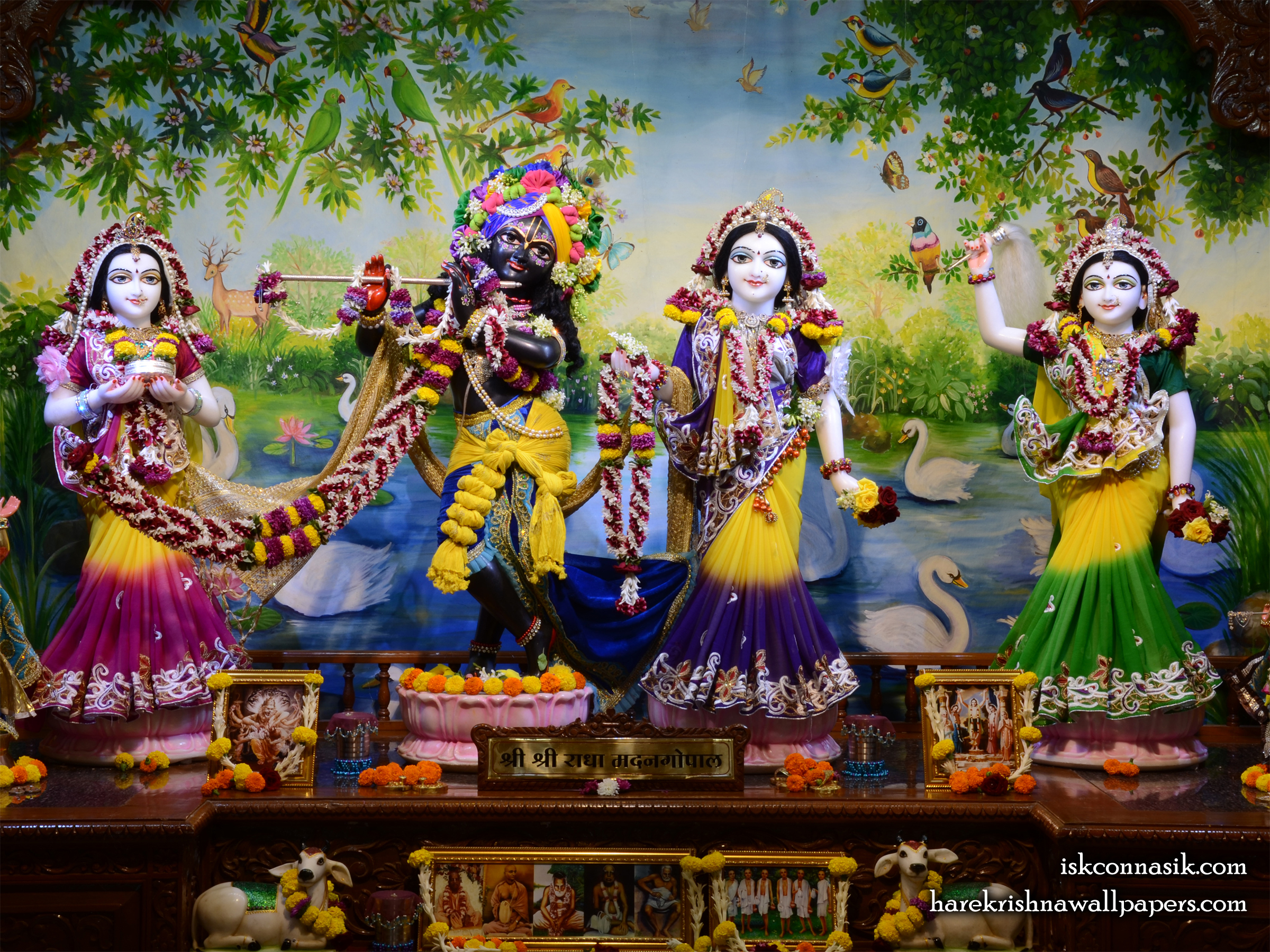 Sri Sri Radha Madan Gopal Lalita Vishakha Wallpaper (001) Size 2400x1800 Download