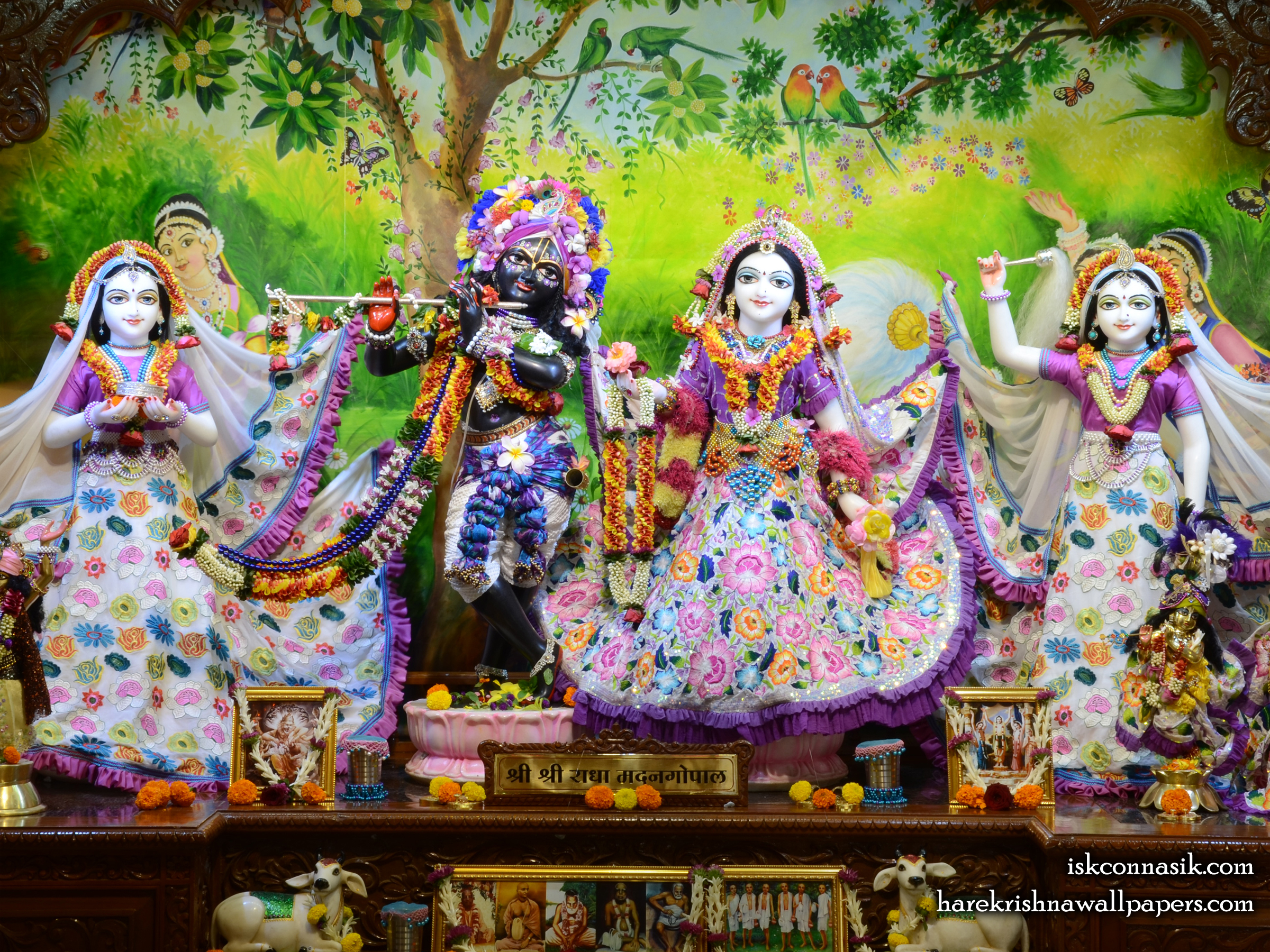 Sri Sri Radha Madan Gopal Lalita Vishakha Wallpaper (003) Size 2400x1800 Download