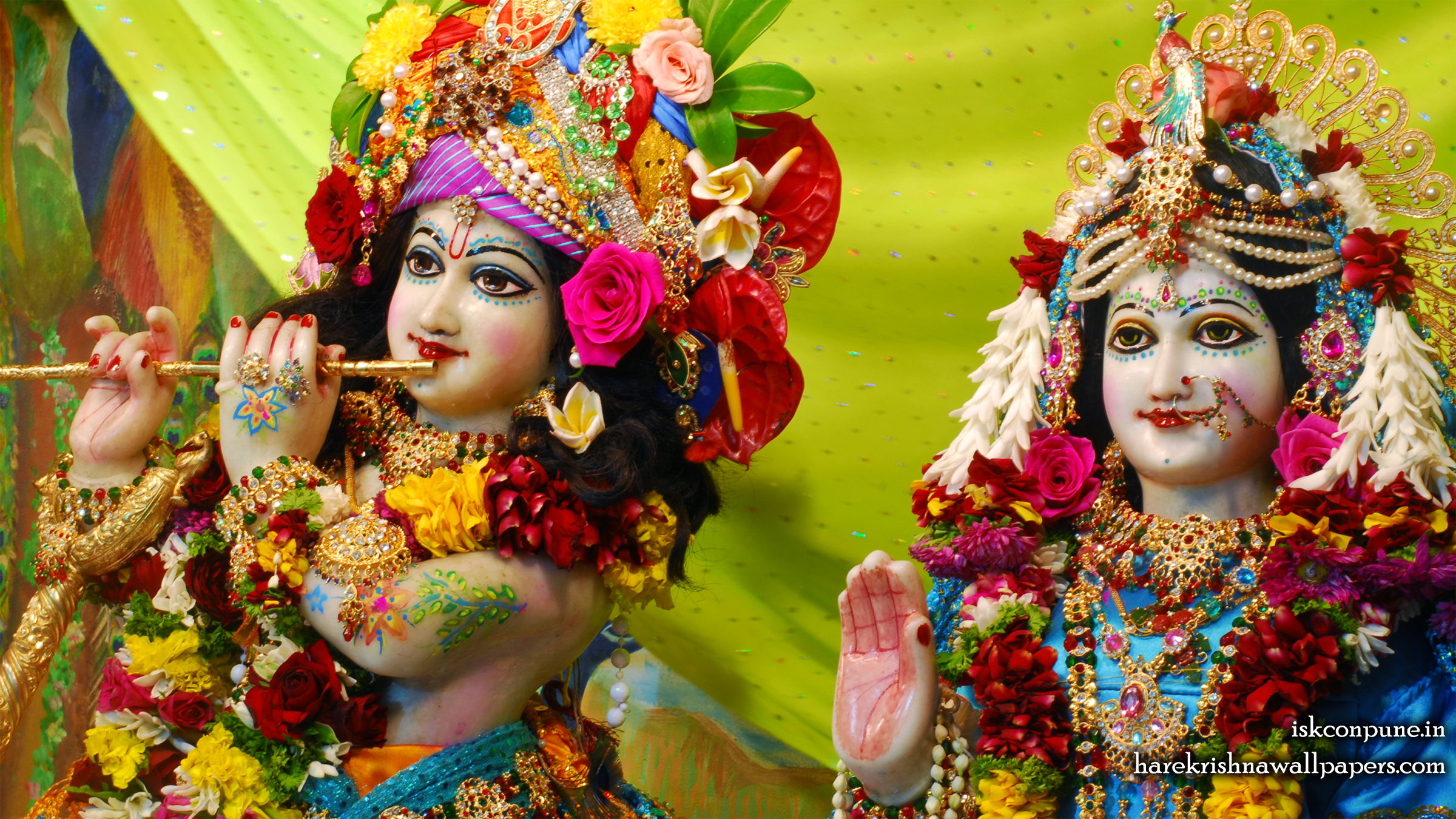 Sri Sri Radha Kunjabihari Close up Wallpaper (007) Size 2400x1350 Download