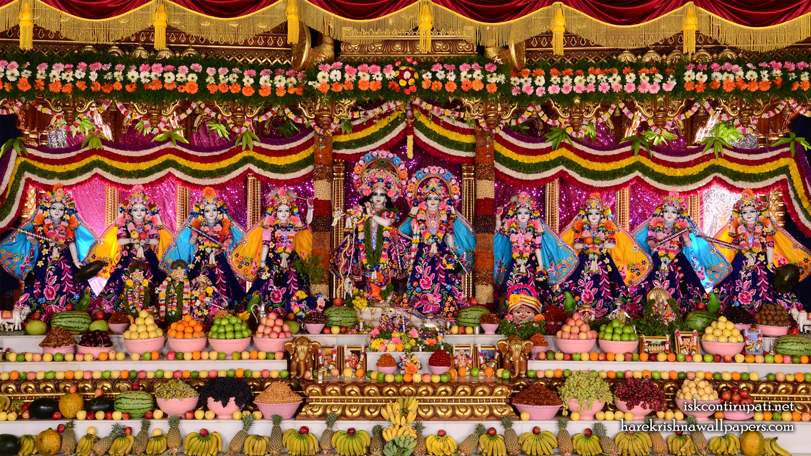 Sri Sri Radha Govinda with Ashtasakhi Wallpaper (009) Size 1600x900 Download