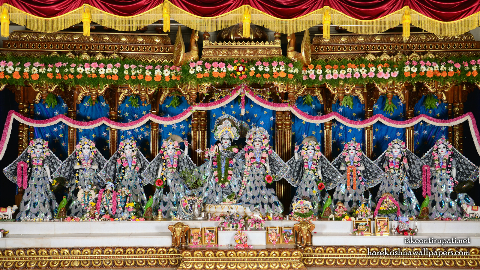Sri Sri Radha Govinda with Ashtasakhi Wallpaper (010) Size 1600x900 Download