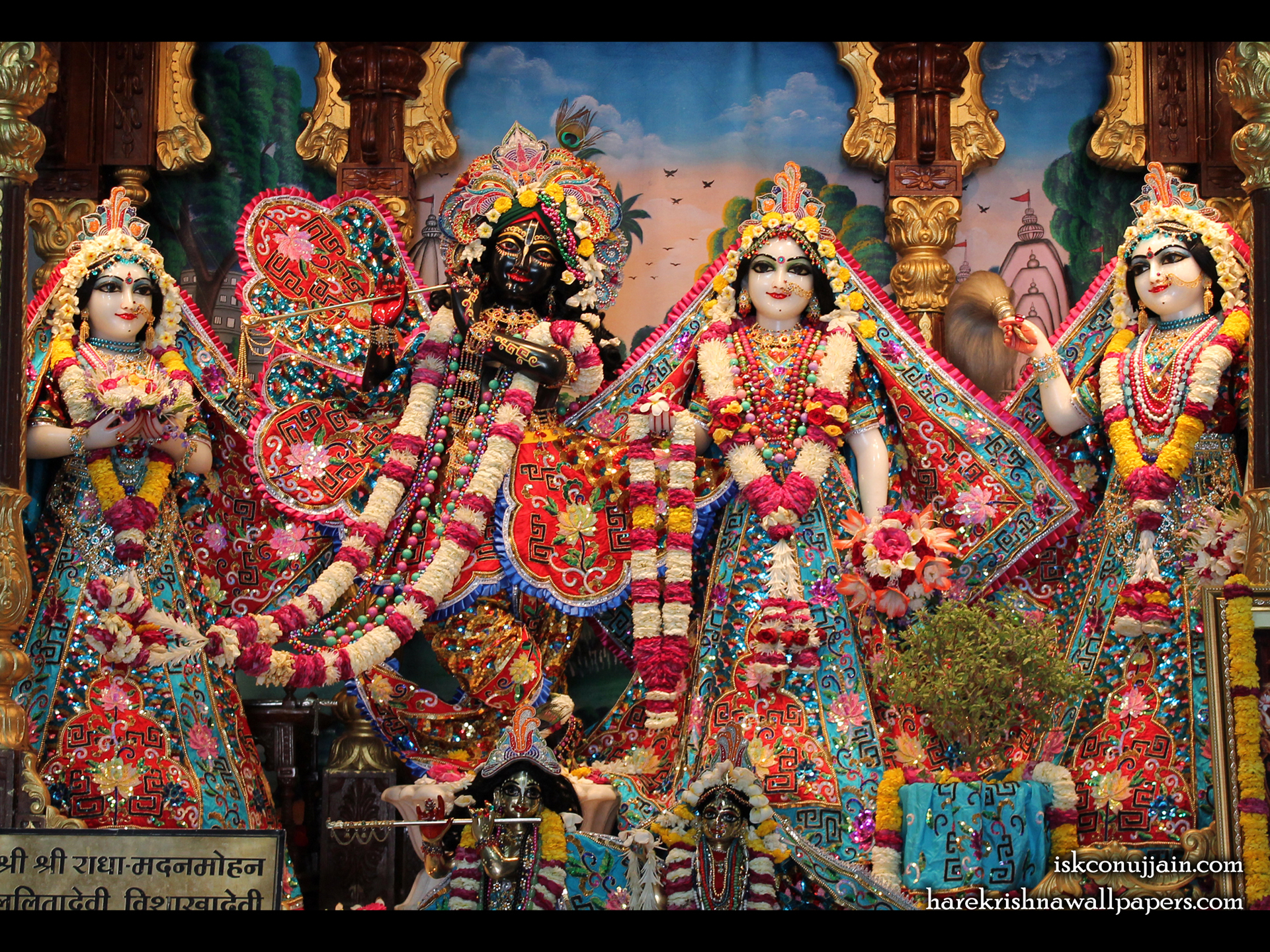 Sri Sri Radha Madanmohan Lalita Vishakha Wallpaper (004) Size 1920x1440 Download