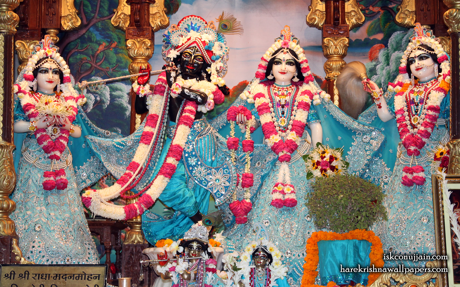 Sri Sri Radha Madanmohan Lalita Vishakha Wallpaper (006) Size 1920x1200 Download