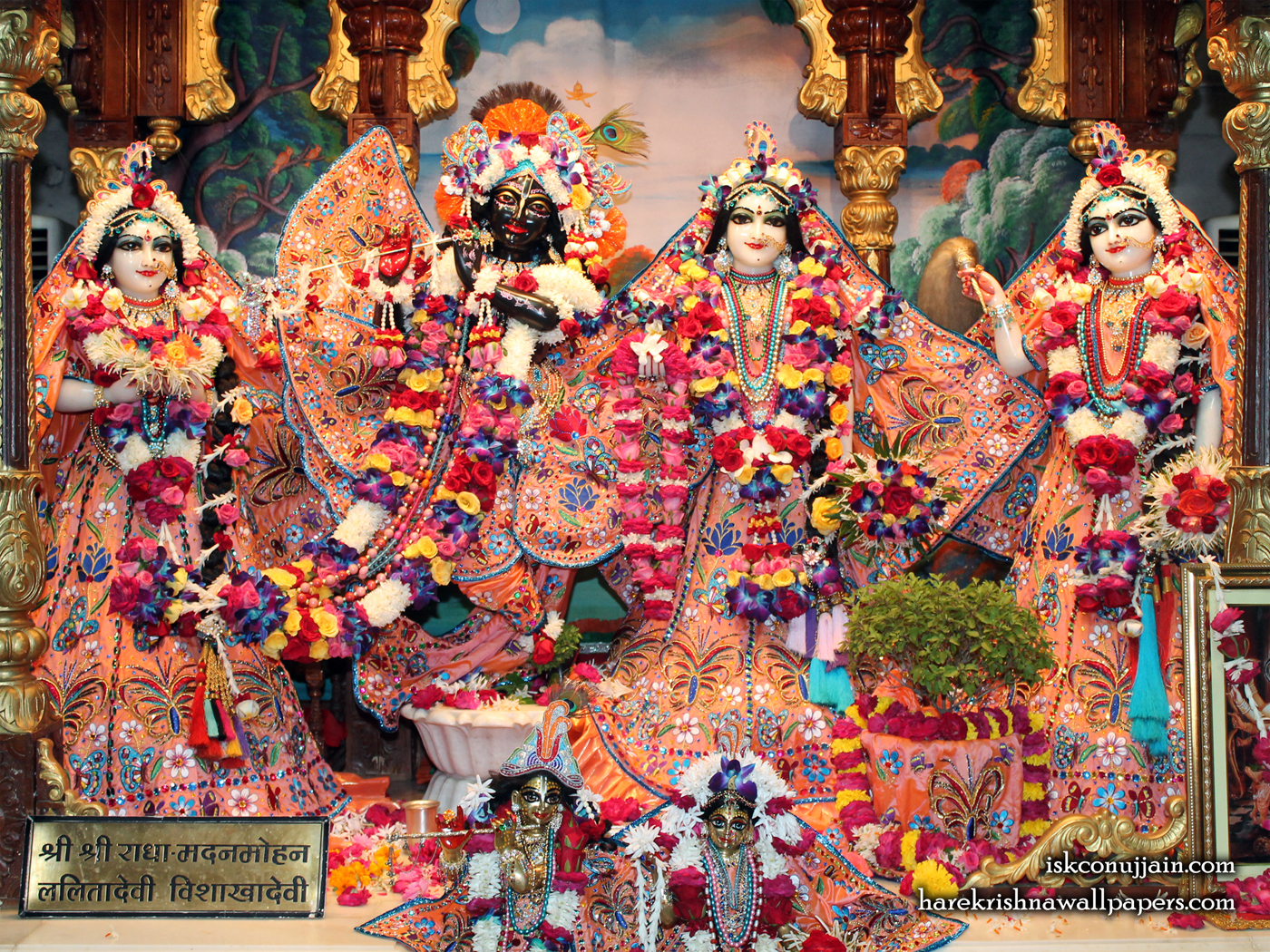 Sri Sri Radha Madanmohan Lalita Vishakha Wallpaper (007) Size 1400x1050 Download