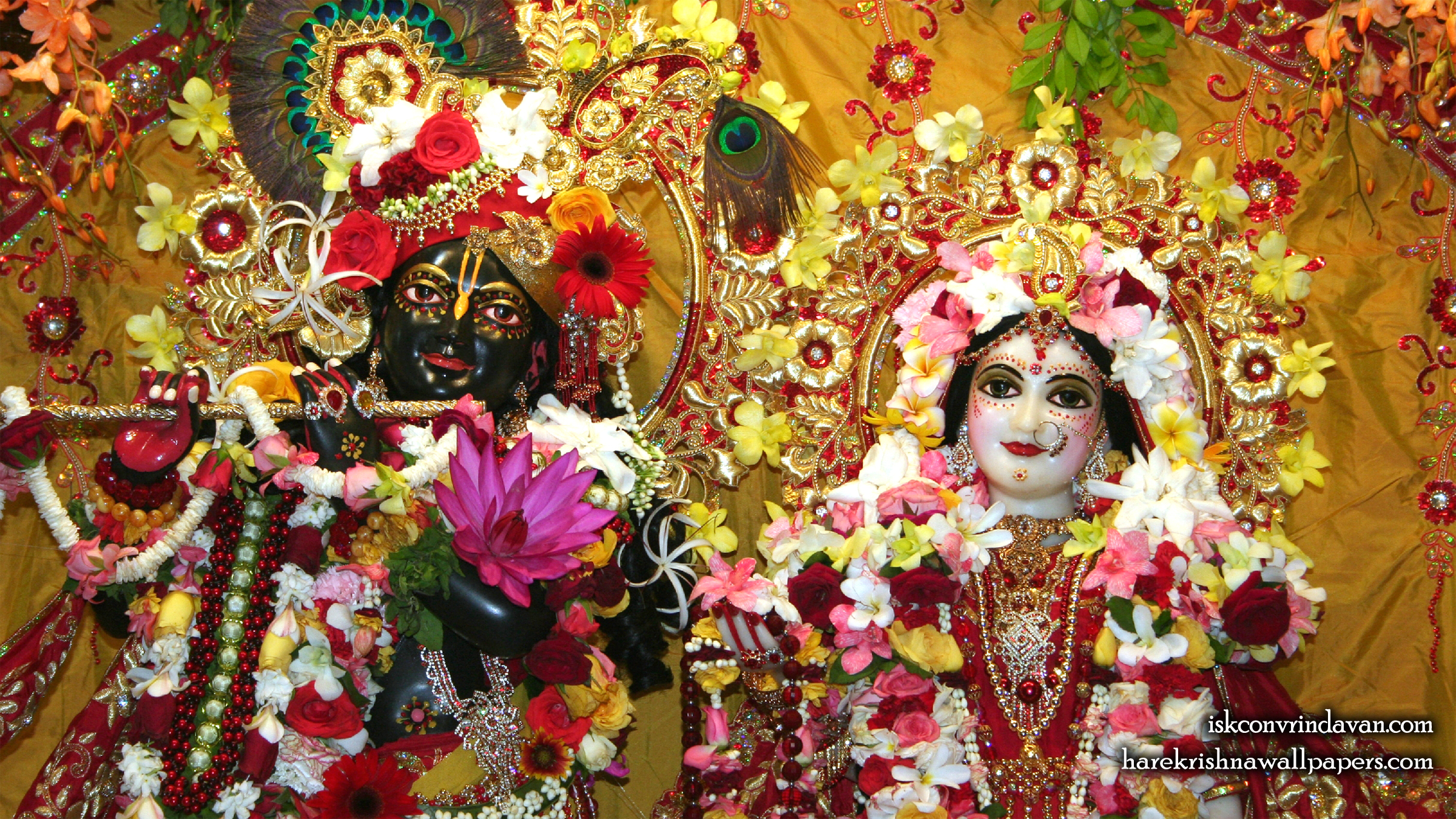 Sri Sri Radha Shyamsundar Close up Wallpaper (004) Size 2400x1350 Download