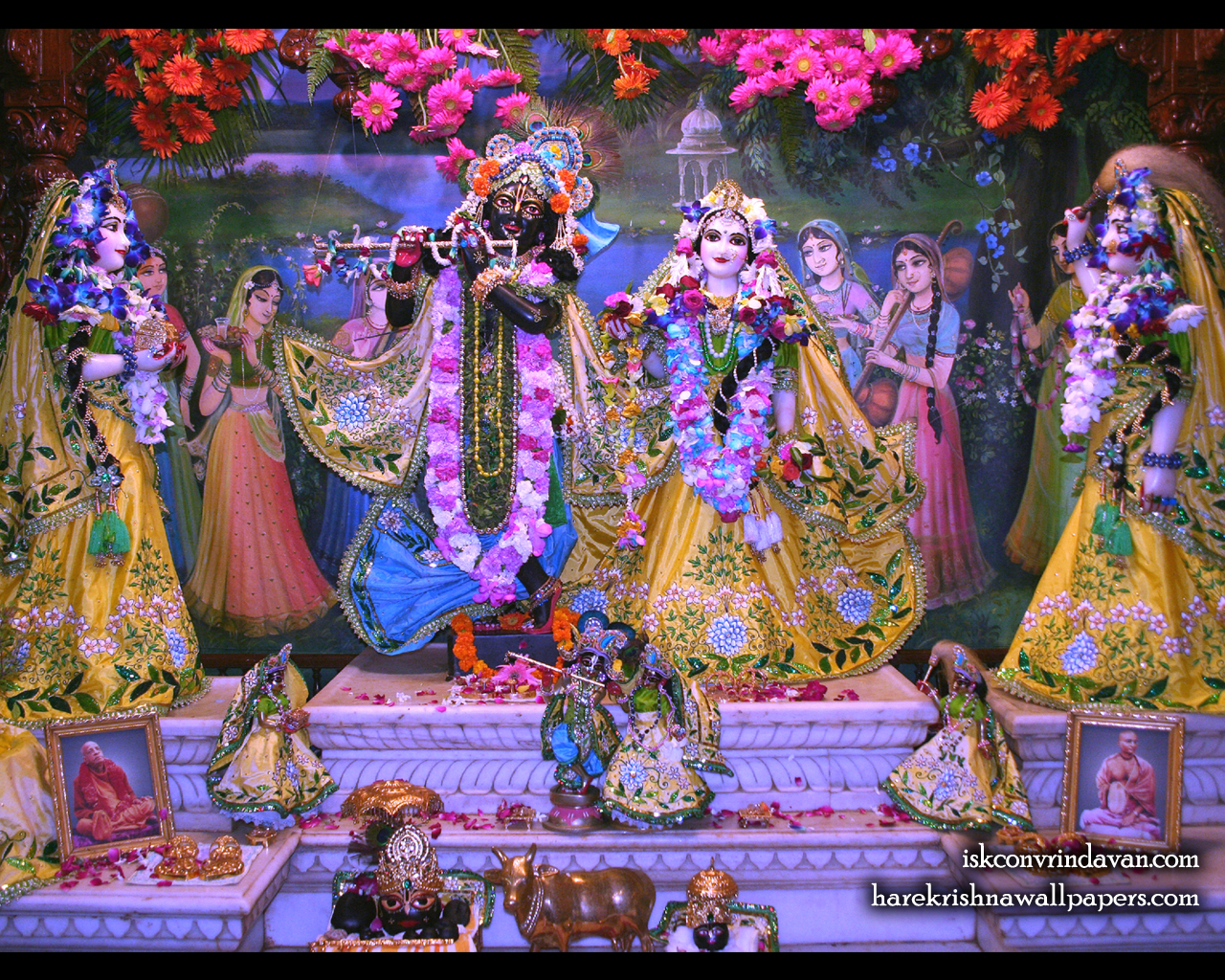 Sri Sri Radha Shyamsundar with Lalita Vishakha Wallpaper (004) Size 1280x1024 Download