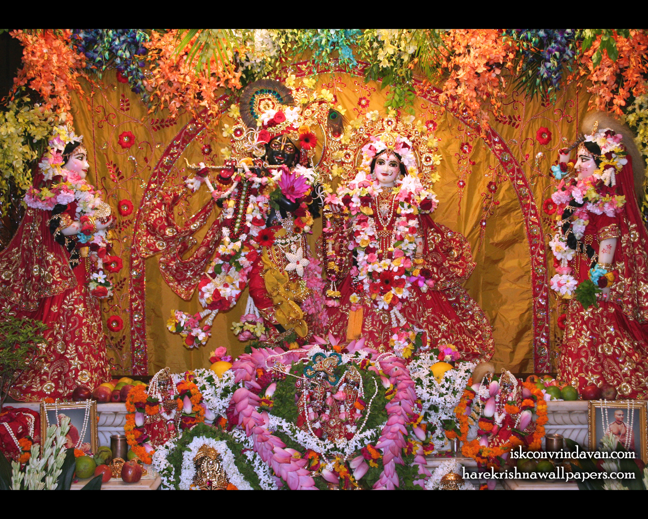 Sri Sri Radha Shyamsundar with Lalita Vishakha Wallpaper (005) Size 1280x1024 Download